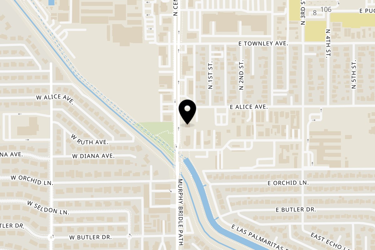Map showing the location of Sushi Friend on 8727 N Central Ave in Phoenix
